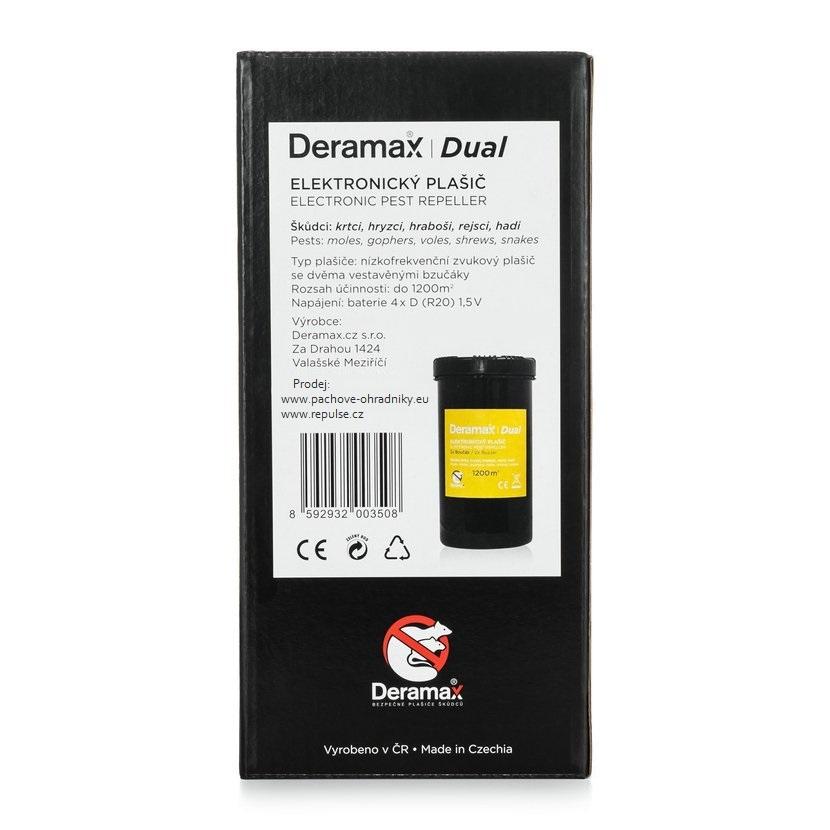 Deramax DUAL s bateriemi – vibrační odpuzovač krtků, hadů a hlodavců - dosah až 1 200 m²