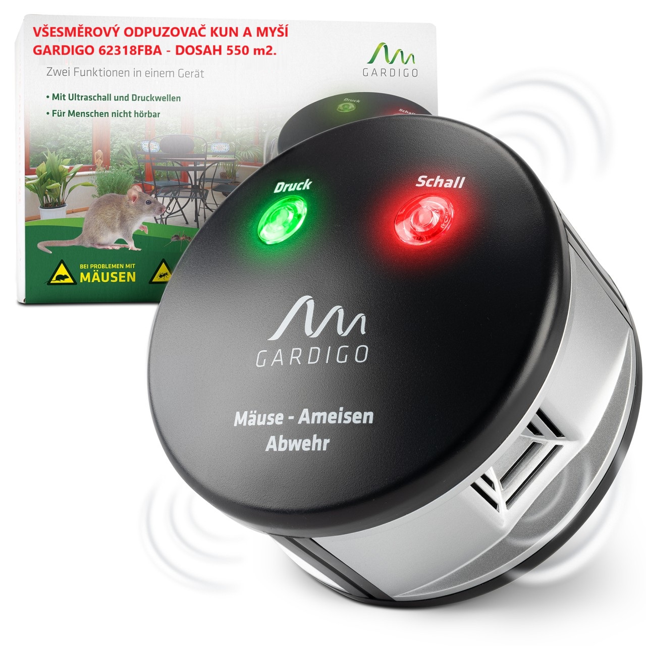 Všesměrový plašič kun a hlodavců DUO 360°